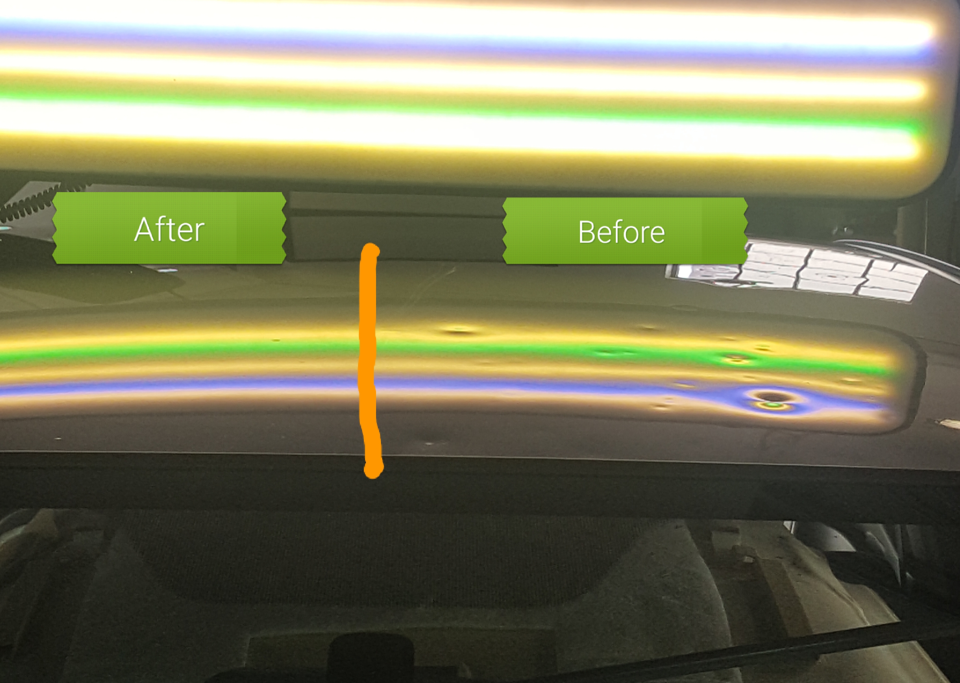 Before and After the technician fixed the dents
